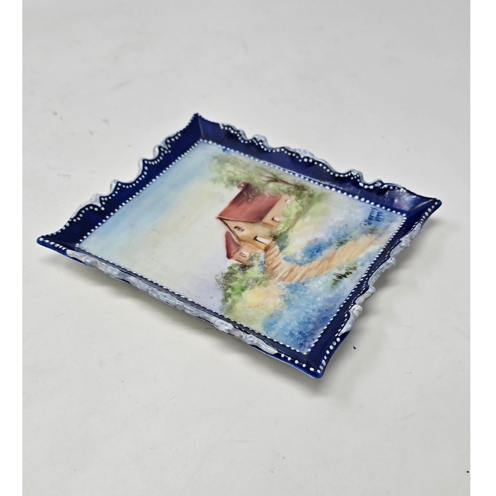Vtg G. Harvey hand painted porcelain trinket dish wall decor cottage decor - Picture 4 of 7